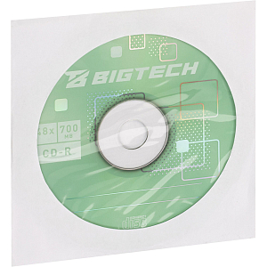 Носители информации Bigtech YCDRB005 CD-R 700 МБ/48х/1 конверт белый