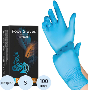 Перчатки нитрил., н/с, н/о,5,5гр./шт,голуб.FOXY-GLOVES (S)50 пар/уп