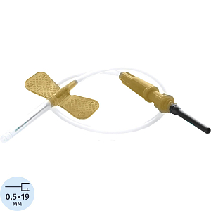 Игла-бабочка 25G (0,5х19мм) 19см оранжевая,  Lind-Vac 100шт/уп