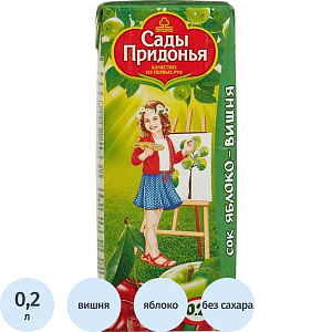 Сок Сады Придонья Яблоко-вишня, 0,2л