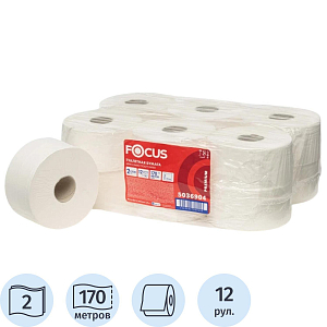 Бумага туалетная д/дисп Focus Mini Jumbo 2сл170м 12рул/уп_5036904/50202222