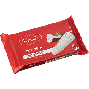 Вафли Конфета Twiggy с кокос.сливками в кокос.обсып., 185г (ВК412)