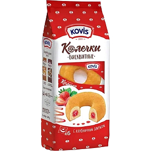 Пирожное колечки Kovis сдобные с клубн. джемом, 240г
