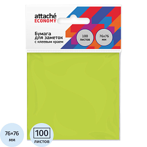 Стикеры Attache Economy с клеев.краем 76x76 мм 100 лист неоновый зеленый