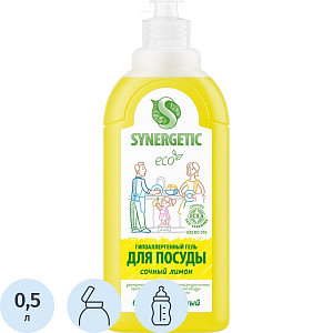 Средство для мытья посуды Synergetic 500мл Гипоаллерген//Антибакт лимон