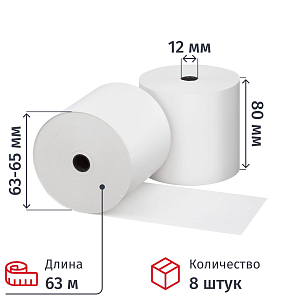 Ролики для касс 80х80х12 (63м) из т/б 8шт/уп ., 6уп/кор (858924)