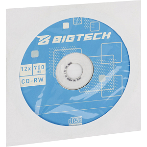 Носители информации Bigtech YCDRWB003 CD-RW/700МБ/12x/1шт конверт белый