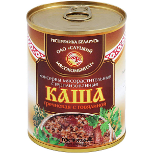 Каша Мясные консервы Слуцкий мясокомбинат гречневая с говядиной, 340г