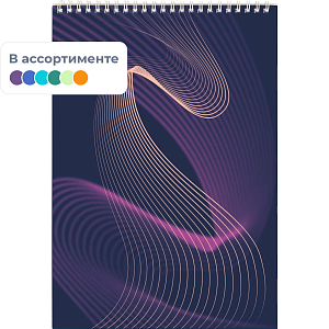 Блокнот А5,60л,клетка,метал.гребень,цв.обложка,Forma,в ассорт