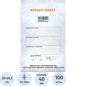 Курьер-пакет Стандарт 243х320+40 мм 50 мкм (100шт/уп)