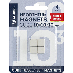 Магнитный держатель неод.для стекл.досок Глобус МН10 куб 10х10х10мм 4 шт/уп