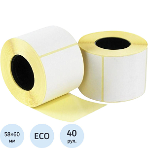 Термоэтикетки ЭКО 58х60 450 шт/рул. вт.40. 40 рул/уп