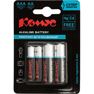 Батарейка AA/LR06(2шт) + AAA/LR03(2шт)      