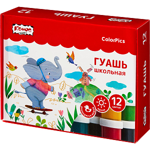 Гуашь Комус Класс ColorPics набор 12 цв, 20 мл