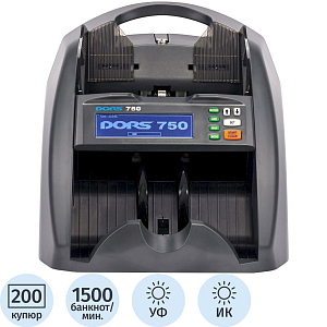 Счетчик банкнот DORS 750М1 Black, 1500 банк/мин.,5 видов детекций