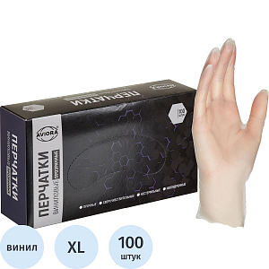 Перчатки однораз. виниловые, н/о, прозр. AVIORA (XL) 50п/уп 5,5гр 402-673ПС