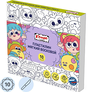 Пластилин мягкий восковой Комус Класс Миники, 10 цв/наб, 150 г, со стеком