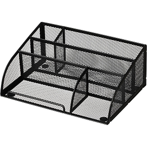 Подставка-органайзер д/канц.мелочей Комус 5отд мет сетка 255х180х105мм черн
