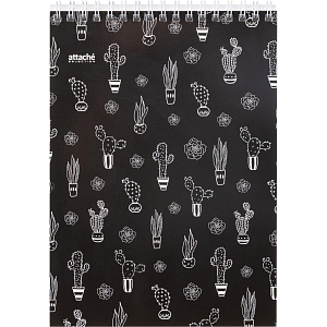 Блокнот А5,80л,кл,греб,карт.обл+УФ-лак Attache Selection LLAMAS черный