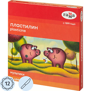 Пластилин Гамма Мультики 12цв 240г со стеком