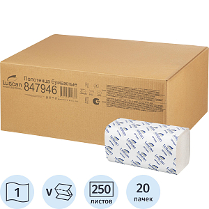 Полотенца бумажные д/дисп. Luscan Professional Vслож1слнат втор250л20пач/уп