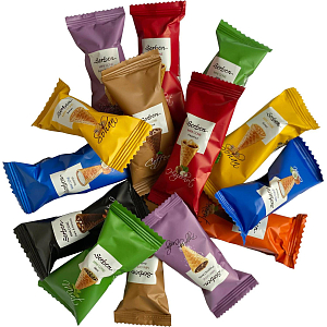 Конфеты Ассорти вафельных мини рожков Sorbon Радуга 1,5кг