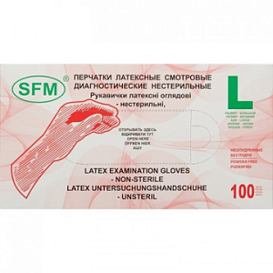 Перчатки мед. смотров. латекс. нестер. н/о текстурир. SFM (L) 50пар/уп