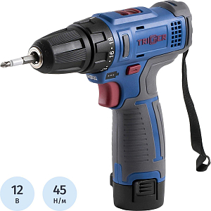 Дрель-шуруповерт ТРИГГЕР 20101 2 аккумулятора Li-ion 1,5Ач, 12V, 10мм, 25Нм