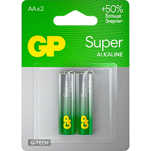 Батарейка GP Super AA/LR6/15A 15A-2CR2/15AA21-2CRSBC2 алкалин. бл/2