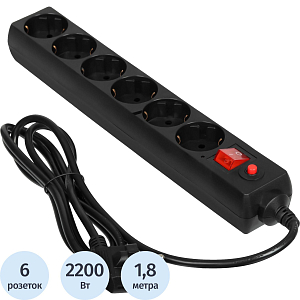 Сетевой фильтр Buro 600SH-1.8-B 1.8м (6 розеток) черный