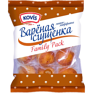 Кекс Мини-маффины Kovis с кремом вареная сгущенка, 470гx6шт/уп