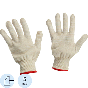 Перчатки защитные трикотажн КОМУС б/ПВХ 38г 13кл руч.оверл бел р.9(5пар/уп)