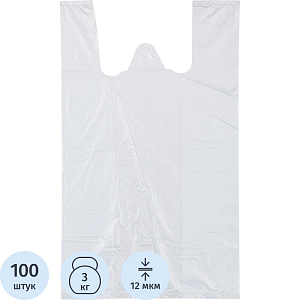 Пакет-майка ПНД 25+12х45 12мкм 100шт./уп. белая