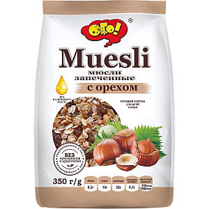 Мюсли   ОГО! запечен. с орехом, 350г