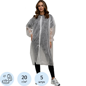 Халат на кнопках, (20 гр), рXXL ,белый, (5 шт/упак)