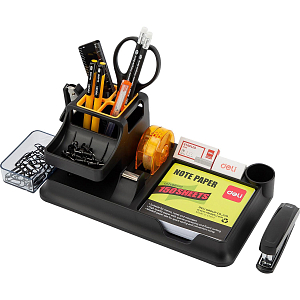 Набор настольный канцелярский Deli E38252A 17 предметов черный/ прозрачный