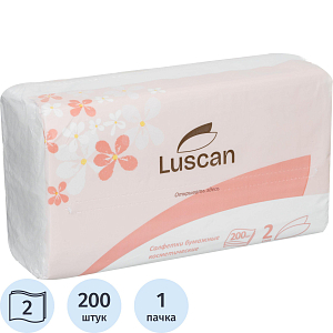 Салфетки косметические в пленке LUSCAN 2сл. 200 листов