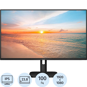Монитор Philips (24E1N1100A0)23.8/FHD/IPS/100Hz/250cd/4ms/HDMI/VGA