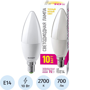 Лампа светодиодная ОНЛАЙТ OLL-C37-10-230-2.7K-E14-PROMO 10Вт Е14 2.7К 82914
