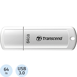 Флеш-память Transcend JetFlash 730, 64Gb, USB 3.1 G1, бел, TS64GJF730