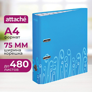 Папка-регистратор Attache Fantasy 75мм ламин.картон голубой, бум/лам.карт