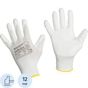 Перчатки защитные нейлон Gward White PU1001 с п/у покрытием р.9 (12 пар/уп)