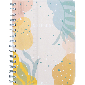 Бизнес-тетрадь 120л,клетка,А5 Flora 1,пласт.обл,серебр.спир,3раздел,линейка