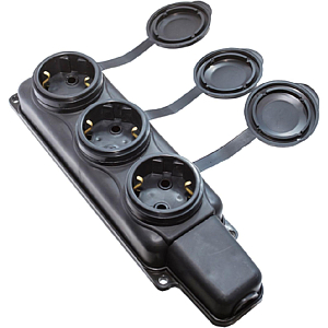 Розетка 3-местная переносн, заземл, в/защ IP 44, 230В, 16А РП 16-334