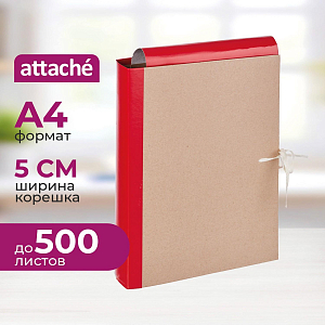 Папка архивная крафт/бумвинил  5см 4 завязки, красн