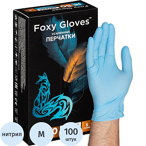 Перчатки нитрил., н/с, н/о,5,5гр./шт,гол.FOXY-GLOVES M 50 п/уп ШК8974/8706