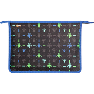 Папка для тетрадей Robot черный А4 на молнии,пластик,ПТ-813