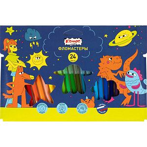 Фломастеры Комус Класс Максики 24 цв. наб.,вентилир.,смыв., карт. упак