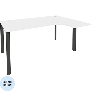 Стол KYN_0MX_ONIX-П правый П на металлокаркасе O.MP-SA-4Rбелый брил./антрац