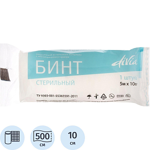 Бинт стер. 5мх10см, пл.30г из неткан. мат-ла, WS/DIVA, инд.уп ШК34881/37721